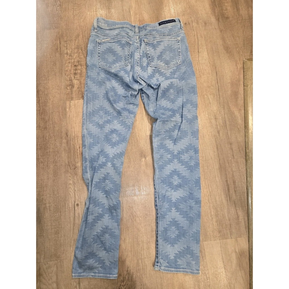Rock Republic Jeans Womens 10 Blue Denim‎ Berlin Skinny Aztec Print Low Rise - Picture 2 of 3